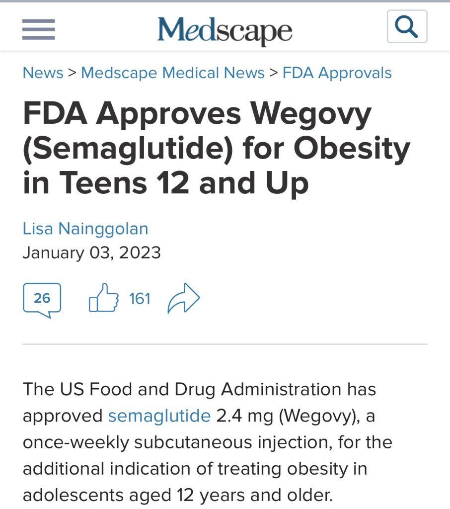 Wegovy approved in kids