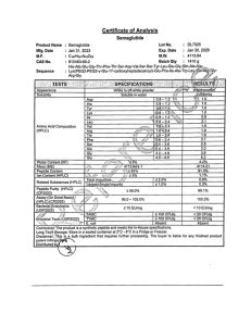 semaglutide certificate of analysis